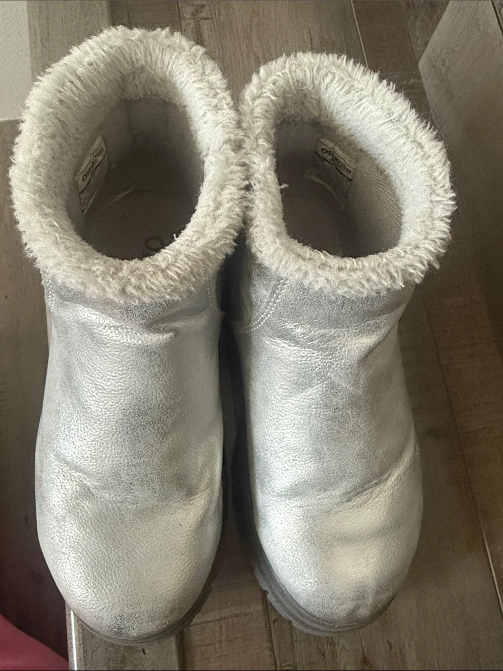 OshKosh B'gosh Silver Faux-Fur Collar Platform Ankle Boots